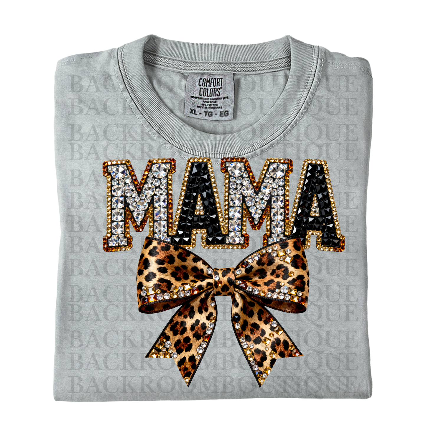 MAMA Jeweled with Leopard Bow T-Shirt