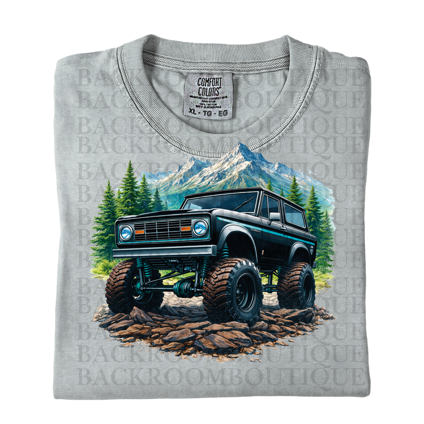 Bronco Black&Teal with Mountain Scene TShirt