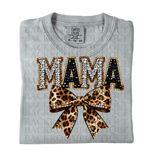 MAMA Jeweled with Leopard Bow T-Shirt