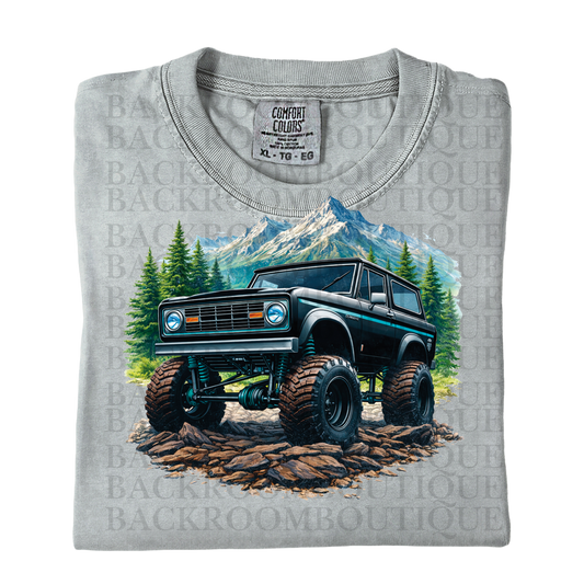 Bronco Black&Teal with Mountain Scene TShirt